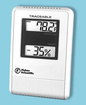 Fisher Scientific - Traceable - 116617D - Digital Thermometer / Hygrometer Traceable Fahrenheit / Celsius 32 To 122°f (0 To 50°c) Battery Operated