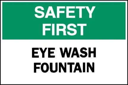 Fisher Scientific - 19102343 - Wall Sign First Aid Sign Safety First Eye Wash Fountain