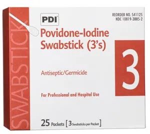 PDI - Professional Disposables - S41125 - PVP Iodine Prep Swab 3s, 3/pk, 25 pk/bx, 10 bx/cs (52 cs/plt) (US Only)