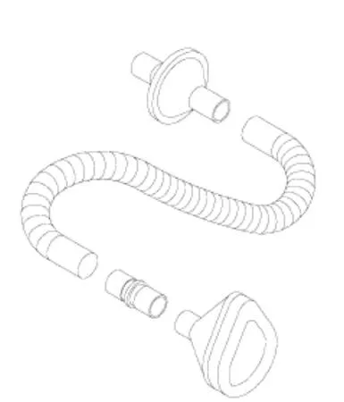 Respironics - CoughAssist - 325-9217 -   mi e patient circuit consists of 3 ft long flexible smooth bore tube, bacterial/viral filter, an adult facemask and adaptor.