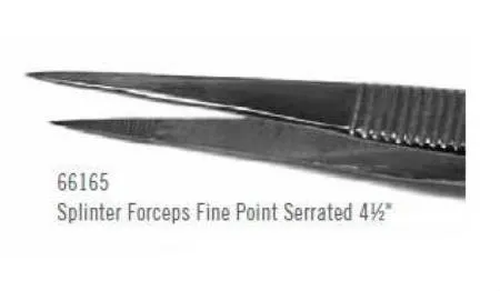 Medline - Centurion - 66165 -  Splinter Forceps  4 1/2 Inch Length Floor Grade Stainless Steel Sterile NonLocking Thumb Handle Straight Fine  Serrated Tips