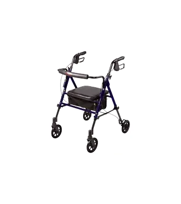 Carex Health Brands - Carex - A223-00 - Step n rest roller walker with seat. Supports up tp 250 lbs. Seat height adjusts 18", 21" and 23". Folds easily for transport and storage