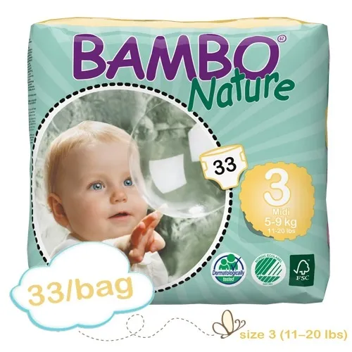 Abena - 310163 - Baby Diaper Bambo&reg; Nature Tab Closure Disposable Heavy Absorbency