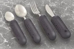 Alimed - 81424 - Grip Utensil Set, Stainless Steel, Bendable. Includes: 2 spoons, 1 fork and 1 knife.