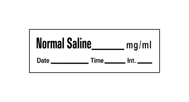 Precision Dynamics - Barkley - AN-22 - Drug Label Barkley Anesthesia Label Normal Saline_mg/ml Date_time_int White 1/2 X 1-1/2 Inch
