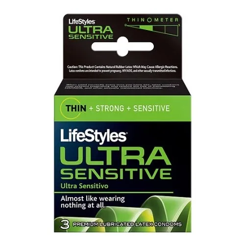 Sxwell - 01703 - LifeStyles Ultra Sensitive Latex Condoms, 3 Count.