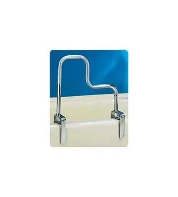 Carex Health Brands - B202-00 - Tri grip bathtub rails help provide additional support while moving into or out of the bathtub. Tri grip rails have three convenient gripping areas and a textured finish. 18" x 9" x 17"