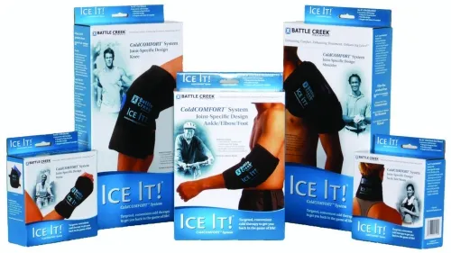 Battle Creek Equipment - Ice It! - 530 - Ice It ColdCOMFORT System, Medium 6" x 9". The complete Cold Therapy System includes the 6" x 9" cold pack, fabric cover and elastic strap with Velcro.