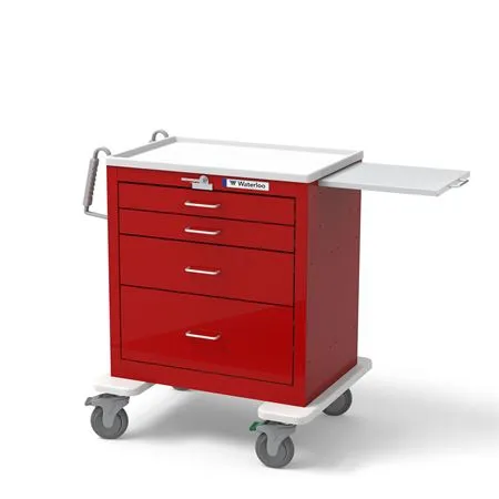Capsa Healthcare - AM10EC-ER-B-DR321 - Medical Cart Emergency Red Includes Breakaway Locking System -1- Handle -1- AE Bracket -1- Emergency Cart Label -3- 3" Drawer -2- 6" Drawer w-Dividers and -1- 10" Drawer w-Dividers -DROP SHIP ONLY-