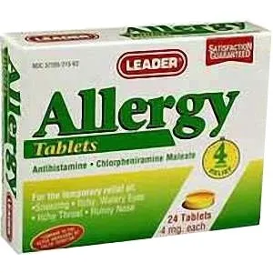Cardinal Health - 1388099 - Leader Allergy Relief Tablets 4 mg (24 Count)