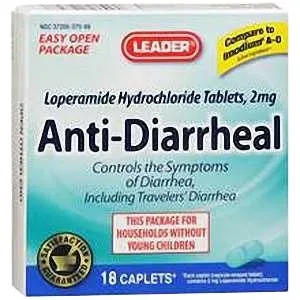 Cardinal Health - 2534188 - Leader Anti-diarrheal Tablets 2 mg (18 Count)