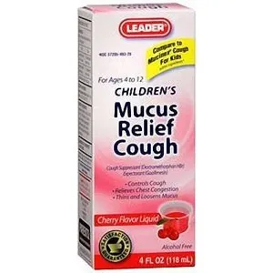 Cardinal Health - 3986080 - Leader Children's Mucus Relief Cherry Syrup, 4 oz.