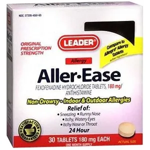 Cardinal Health - 4344388 - Leader Aller-Ease Tablets, 180 mg (15 Count)