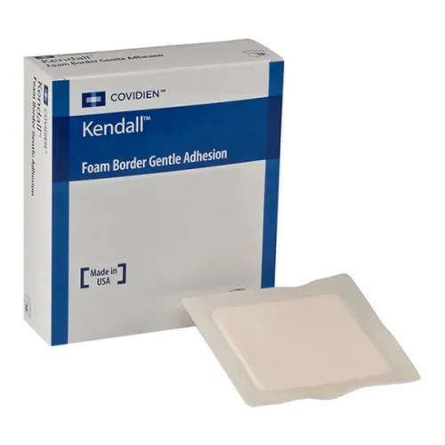 Cardinal Health - Kendall Border Foam Gentle Adhesion - 55588BG - Cardinal  Foam Dressing  7 1/2 X 7 1/2 Inch With Border Film Backing Silicone Adhesive Square Sterile