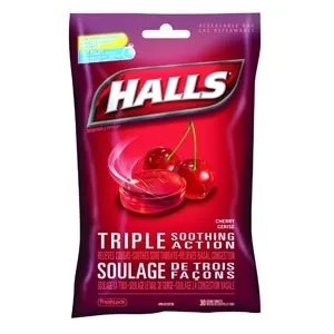 Cardinal Health - 62182 - Halls Cherry Cough Drop Bag, 30 Count