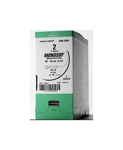 Covidien - Monosof - Cn-792 - Nonabsorbable Suture With Needle Monosof Nylon Gcc-90 3/8 Circle Conventional Cutting Needle Size 0 Monofilament