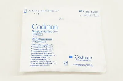 Codman - 80-1400 - CODMAN SURGICAL PATTIES 1/2 INCH  X 1/2 INCH1.27CM X 1.27CM