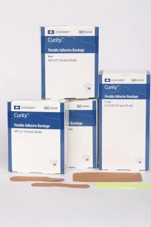 Cardinal - Curity - From: 44100 To: 44125 -  Adhesive Strip  1 X 3 Inch Plastic Rectangle Tan Sterile