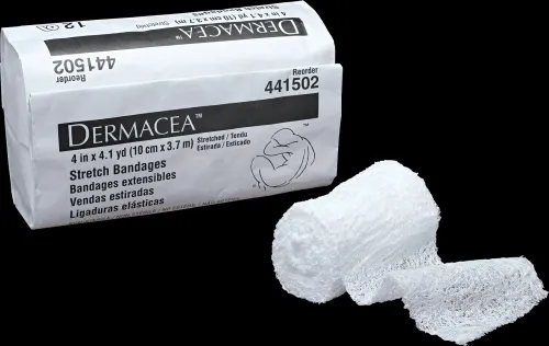 Cardinal - Dermacea - 441502 - Conforming Bandage Dermacea 4 Inch X 4 Yard 12 per Pack NonSterile 1-Ply Roll Shape