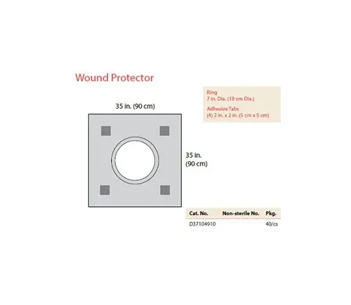 Cardinal Health - From: D37104910 To: D37612210 - Wound Protector, 35 x 35, 7 Dia Ring, Adhesive Tabs, 10/bx, 4 bx/cs (Continental US Only)