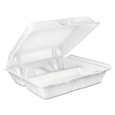 Dart - DCC90HT3R - Large Foam Carryout, Food Container, 3-Compartment, White, 9-2/5X9X3