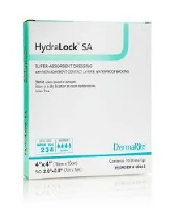 Dermarite - 60440 - HydraLock SA Superabsorbent Dressing with Non Adherent Contact Layer & Waterproof Backing, 4" x 4".