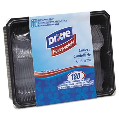 Dixiefood - From: DXECH0180DX7 To: DXECH0180DX7CT - Cutlery Keeper Tray With Clear Plastic Utensils: 60 Forks
