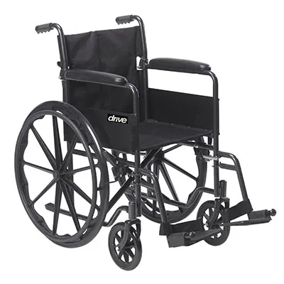 Drive - 43-2265 - Silver Sport 1 Wheelchair With Full Arms And Swing Away Removable Footrest
