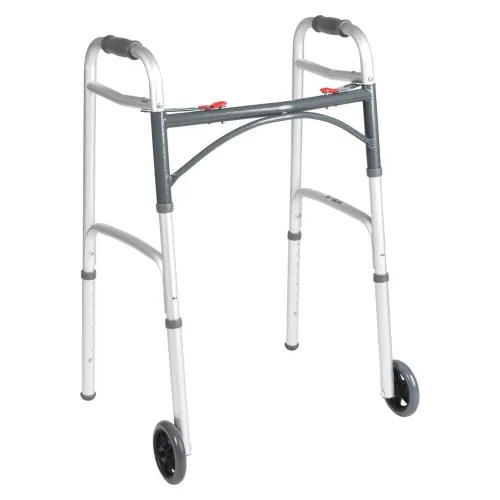 Drive DeVilbiss Healthcare - drive Deluxe - 10210-4ASM - Drive Medical  Dual Release Folding Walker Adjustable Height  Aluminum Frame 350 lbs. Weight Capacity 32 to 39 Inch Height
