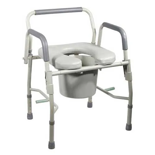 Drive Medical - drive - 11125PSKD-1 - Commode Chair drive Padded Drop Arms Steel Frame 13-1/2 Inch Seat Width 300 lbs. Weight Capacity