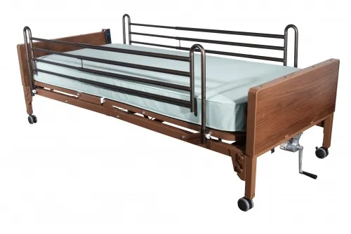 Drive Medical From: 15033BV-PKG To: 15033bv-pkg-2 - Delta Ultra Light Full Electric Hospital Bed With Rails And Innerspring Mattress Half Therapeutic Su