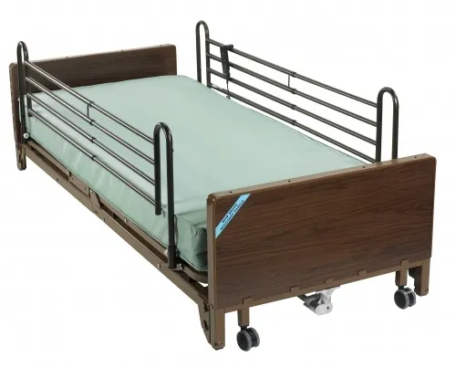 Drive Medical From: 15235BV-PKG To: 15235bv-pkg-2 - Delta Ultra Light Full Electric Low Hospital Bed With Rails And Innerspring Mattress Half Therapeuti