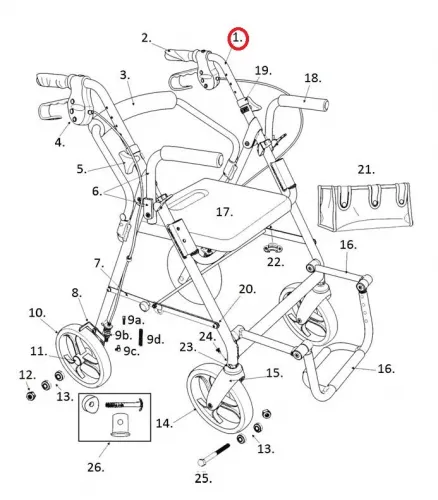 Drive DeVilbiss Healthcare - From: 10216-02 To: 10216-03  Drive Medical   Handlebar, Right, 10216, 1/ea