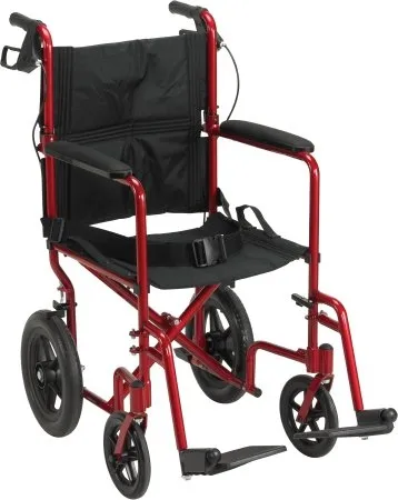 Drive DeVilbiss Healthcare - Expedition - From: EXP19LTBL To: EXP19LTRD - Drive Medical Lightweight  Transport Wheelchair with Hand Brakes