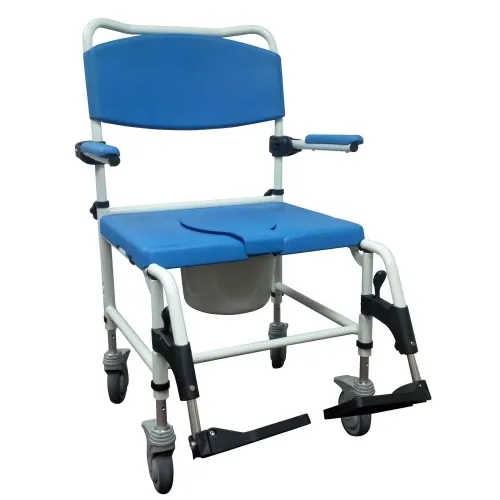 Drive Medical - nrs185008 - Aluminum Bariatric Rehab Shower Commode Chair with Two Rear-Locking Casters