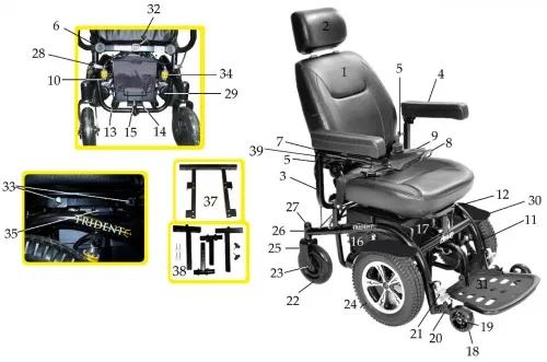 Drive Devilbiss Healthcare - From: TRID-2A01 To: TRID-2A02 - Drive Medical Seat W/Hrdwr&Headrest,18",Trident,1/ea