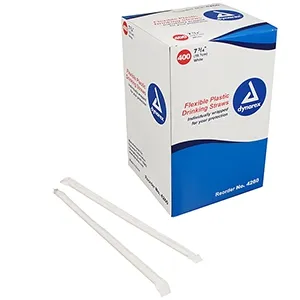 Dynarex - 4260 - Plastic Flexible Straws 7-3/4 Individually Wrapped