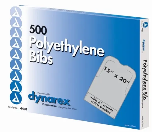 Dynarex - 7621 - Disposable Polyethylene Bibs W/Crumb Pocket 16 x24  Bx/500