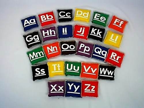 Everrich From: EVC-0011 To: EVC-0018 - Beanbags - Alphabet Colors 8 Cube Numbers 10 Oblong
