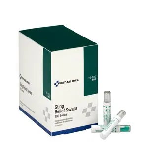 First Aid Only - From: 19-001-001 To: 19-100 - Sting Relief Swabs, 100/bx  (DROP SHIP ONLY)