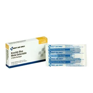 First Aid Only - From: 1-690 To: 1-692 - Fabric Knuckle Bandages, Blue Metal Detectable, 8/bx (DROP SHIP ONLY $50 Minimum Order)