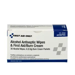 First Aid Only - 12-050-001 - Antiseptic Unit Includes: (30) Wipes and (6) First Aid/Burn Cream (DROP SHIP ONLY - $50 Minimum Order)