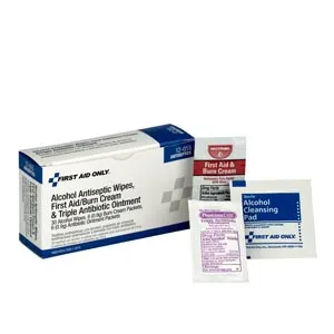 First Aid Only - 12-055 - Antiseptic Pack, Includes: (30) Alcohol Wipes, (6) Burn Cream, and 6 Antibiotic (DROP SHIP ONLY - $50 Minimum Order)