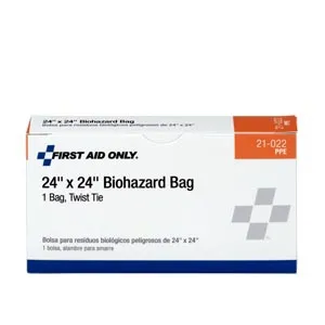First Aid Only - From: 21-022-001 To: 21-022B1 - Biohazard bg, w/ Tie, 1/bx (DROP SHIP ONLY $50 Minimum Order)