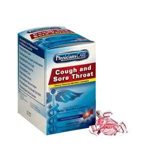 First Aid Only - 90034 - PhysiciansCare Cough & Throat Lozenges, Cherry, 1/pk, 125pk/bx (DROP SHIP ONLY - $50 Minimum Order)