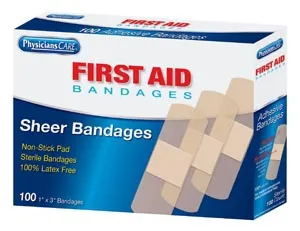 First Aid Only - 90331-020 - Sheer Bandages, 1"x3", 100/bx (DROP SHIP ONLY - $50 Minimum Order)
