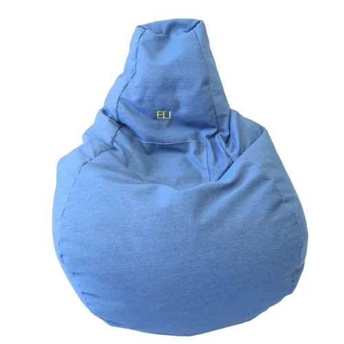 Gold Medal - 30010284824M - "Monogram" Dorm/Gamer Tear Drop Denim Look Bean Bag with Pocket - Color: Blue - Type of Upholsery: Cotton