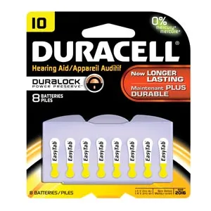 Duracell - DA10B8W - Battery, Zinc Air, Size 10, 8pk, 6 pk/bx (UPC# 66118)