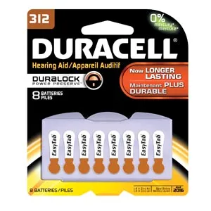 Duracell - DA312B8W - Battery, Zinc Air, Size 312, 8pk, 6 pk/bx (UPC# 66124)
