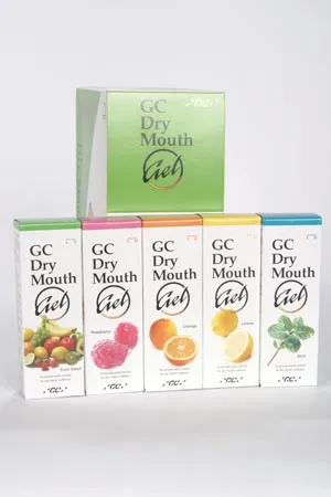 GC America - 002526 - Dry Mouth Gel Assorted Flavors Contains: 5 Tubes (40g ea) of Fruit Salad, Lemon, Mint, Orange & Raspberry, 10/pk